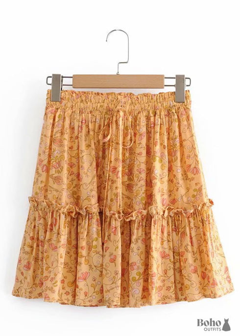 Boho Skirts in Mini Skirt, Orange Nelia For Women